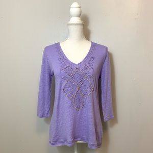 Calypso St. Barth Lavender Beaded Tunic Blouse